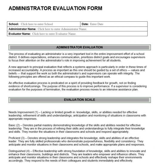 Administrator Evaluation Form