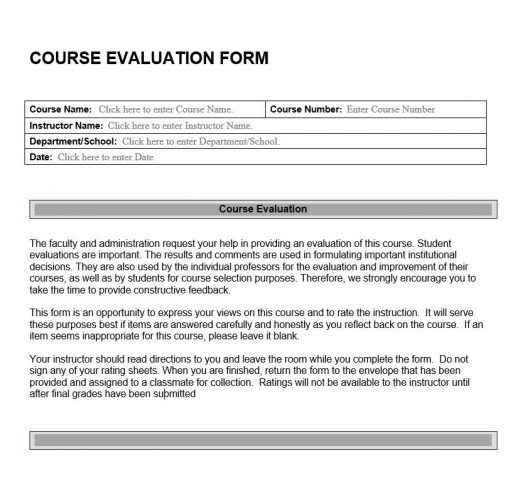 Course Evaluation Form