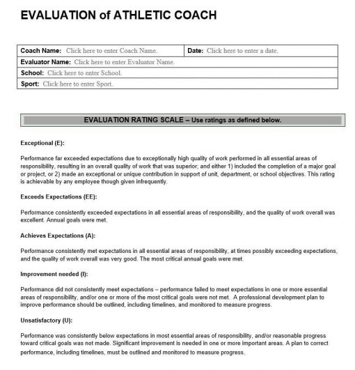 Evaluation of Athletic Coach