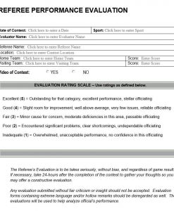 Referee Evaluation Form