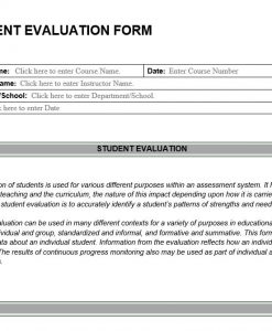 Student Evaluation Form