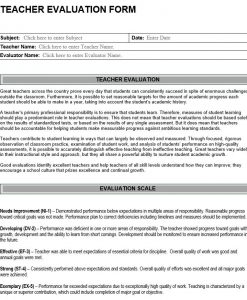 Teacher Evaluation Form